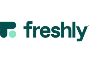 The logo of Freshly, a meal delivery service, featuring the word 'Freshly' , green letters in a white background.