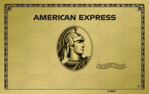 Image of an American Express Gold Card, a premium credit card with a gold-colored design, featuring the iconic American Express logo and the words 'Gold Card' prominently displayed on the front.It is one of the 3 Best Credit Cards for Rewards Points.