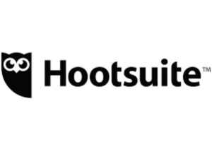 Scheduling Tools for Social Media: An owl and the word 'Hootsuite' in black. This image represents the Hootsuite logo, a social media management platform that allows users to manage, schedule, and analyze their content across various social media channels.