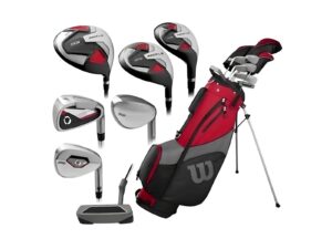 Wilson golf club set including wedges, driver, and putter for improved game performance