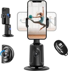 Image of Auto Face Tracking Tripod 360° Rotation - Auto Tracking Phone Holder with Remote, No App, Smart Shooting Phone Holder Moving Tripod for iPhone Content Creator Essentials for Video Live Vlog Stream