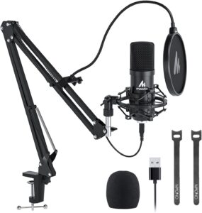 Image of USB Microphone, MAONO 192KHZ/24Bit Plug & Play PC Computer Podcast Condenser Cardioid Metal Mic Kit with Professional Sound Chipset for Recording, Gaming, Singing, YouTube (AU-A04)